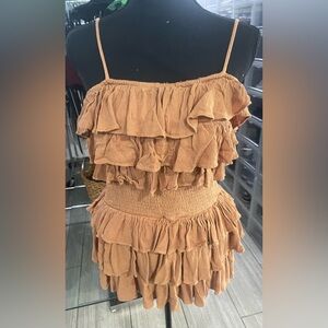 Mustard Seed Ruffled Tiered Top in Rust